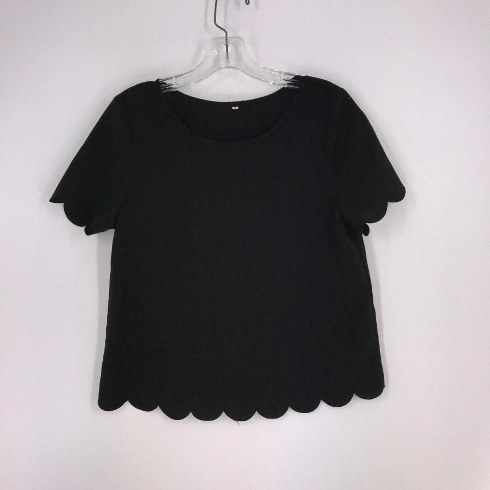 WOMENS BLACK SHORT SLEEVE BLOUSE